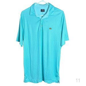 tourney mens large stripe blue golf collar outdoor short sleeve polo shirt